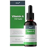 Vitamin A Tropfen von EXVital - 5000 I.E (1500 µg) pro Tagesdosis, 50 Ml= 1700 Tropfen, laborgeprüft, hochdosiertes Retinol - Vegan - Vitamin A flüssig Liquid