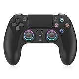 Wireless Controller für PS-4, Game Controller Kompatibel mit PS-4/Pro/Slim/PC, Gamepad Joystick mit Dual Vibration/6-Achsen Gyro Sensor/Touchpanel/RGB-LED/EXT/Audio Jack, Präzision und Kontrolle