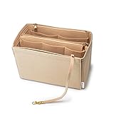 AT Allure-T ® Neverfull mm Organizer, Handtaschenorganizer aus Filz mit Reißverschluss, Handtaschenorganizer Bag in Bag, Taschenorganizer Beige M