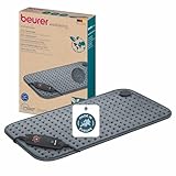 Beurer HK 123 Green Planet Heizkissen, Made in Europe, Ober- und Unterseite aus 100% recyceltem Material, kuschelig weich, 60 x 30 cm, 6 Temperaturstufen und Abschaltautomatik, maschinenwaschbar, grau