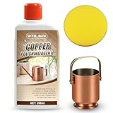 WEILAOK Metallpolitur, Kupfer Reiniger, Messing Reiniger, Reinigung und Politur, Langanhaltender Schutz, Einsetzbar für Kupfergeschirr, Tafelgeschirr, Kunsthandwerk etc, 260ml