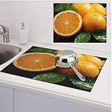 Abtropfmatte für Küchentheke, ultra-saugfähige Mikrofaser, Abtropfmatte, geschnitten, Orange, Abtropfmatte, Untersetzer, rutschfest, für Arbeitsplatten, Küchenzubehör, 61 x 46 cm