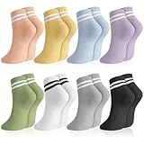 Utensilsto 8 Paare Socken Damen 36-40 Streifensocken Baumwolle Sportsocken Tennissocken Atmungsaktiv Komfortabel Laufsocken für Damen Herren