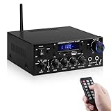 Audio-Verstärker für Zuhause, KS-33BT 2-Kanal Bluetooth5.0 HiFi-Verstärker, RMS 60W X 2 Max 400W X 2 Stereo-Verstärker Empfänger W/Echo, USB/SD/AUX/BT.C/FM Mikrofon für Heimkino, Auto, Party, Karaoke