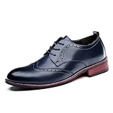 Remxi Formelle Herrenschuhe, klassisch, Derbys, Brogue-Schuhe, Fashoin, Hochzeit, Party, Schnürschuhe, dunkelblau, 43.5 EU