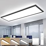 Oraymin LED Panel Deckenleuchte Schwarz 120x30 cm, Lampe Wohnzimmer mit Fernbedienung, Moderne Küchenlampe 36W 3960LM, Neutralweiße Deckenlampe Für Büro, Wohnzimmer, Küche, Schlafzimmer