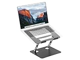 PureMounts Laptop Ständer Höhenverstellbarer, Faltbarer & Ergonomischer Notebookhalter für Home Office, Stufenlos Verstellbar, Laptopständer mit Belüftung, Anti-Rutsch-Pads, Schwarz