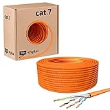 HB-DIGITAL 50m CAT.7 Netzwerkkabel LAN Kabel Verlegekabel PiMF AWG23 Reines Kupfer GHMT Zertifiziert Brandklasse: CCA PoE LSZH Halogenfrei RoHS-Compliant Installationskabel Datenkabel,für Modem,Orange