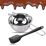 Edelstahl Schmelzschüssel, Wasserbad Schmelzschale, Wasserbad Schüssel, mit 1 Spatel Schmelztopf Schüssel Schmelztopf für Schmelzen Schokolade Schokolade Zucker Butter Käse Kerzen