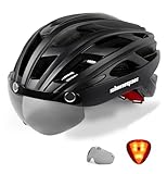 Shinmax Fahrradhelm Herren Damen Fahrradhelm mit Visier Magnetische Abnehmbarer Schutzbrille Fahrradhelme mit Licht Erwachsene Rennrad Einstellbarer Atmungsaktiv Sicherheitsschutz MTB Helm