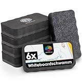 OfficeTree 6 x Whiteboard Schwamm Magnetisch - Schwarz - Whiteboard Reiniger entfernt Schrift und Zeichnungen - Schwamm für Whiteboard - Whiteboard Wischer - Tafelwischer - Magnetschwamm