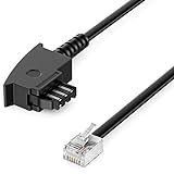 deleyCON 6m Telefonkabel TAE-F Stecker auf RJ11 Stecker Int. Norm (F-Kennung) 6P4C Flachkabel Analoge Endgeräte an TAE-F Telefondose Telefon Fax Modem Router Anrufbeantworter Schwarz