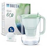 BRITA Wasserfilter-Kanne Style eco Grün (2,4l) inkl. 1 MAXTRA PRO All-in-1 Kartusche – Nachhaltiger Wasserfilter in modernem Design zur Reduzierung von Kalk, Chlor, Blei & Verunreinigungen