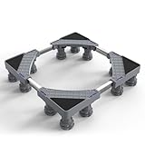 DEWEL 12 Füße Kühlschranksockel, podest für waschmaschine und trockner, Untergestell für Waschmaschine,Bärenlast 500kg,Geeignet für Kühlschränke,Waschmaschinen,Breite:46-60cm/Höhe 9cm-13cm(Gray)