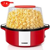 Popcornmaschine, 4L Popcorn Maker für Zuhause, Elektrische Rühr Popcorn Popper mit Zucker & Öl, Antihaftbeschichtung, Stille und Schnelle, Für Filmabende,Heiligabend