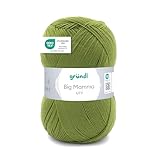 Gründl Wolle Big Mamma Uni - 1 Knäuel 400 g / 1040 m - Strickgarn - Häkelgarn - 100% Polyacryl - Weich & Pflegeleicht - Nadelstärke 3,5-4,5 - grasgrün