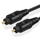 TNP Optisches Audiokabel, Toslink Kabel - 2m, Lichtleiterkabel, S/PDIF Kabel für Hi-Fi System, Soundbar, TV, PS 4, Xbox, Stereoanlage, Vizio, 2X Toslink Stecker, Digital-Audiokabel, Koaxial, schwarz