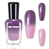Thermo Nagellack Farbwechsel, Rosa & Lila Nagelack Pearl Shimmer Effect, Schnelltrocknender Nagellack, Temperaturgesteuerter Nail Polish Mit Color Changing Effekt Geschenk Für Frauen Mädchen, 7 Ml