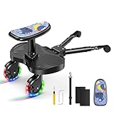 ENERHUB Buggy Board mit LED-Rädern, Trittbrett für Kinderwagen Universal mit Dinositz Sitz, Kiddy Board für Kinder von 2 bis 6 Jahren, Kompatibel mit 99% Aller Kinderwagen, Bearing 25KG