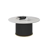 Moderner runder Couchtisch mit Marmorplatte, multifunktionaler Mitteltisch für Wohnzimmer, Schlafzimmer, Sofa, Couch, Salon, Esszimmer, stilvoller Beistelltisch für Tee und Snacks