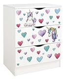 Leomark Weiß Kommode mit 3 Schubladen - Roma - Möbel für Kinderzimmer aus Holz, Skandinavischer Stil, Dim: 60x42x78 (Höhe) cm (Unicorn)