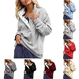 Damen-Sweatshirt ohne Kapuze, Henley-Ausschnitt, lässig, lockere Passform, langärmelig, V-Ausschnitt, Sweatshirts für übergroße lockere Pullover, Tops, Herbst, modische Tunika-Outfits