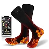 Beheizte Socken, 2025 neueste wiederaufladbare beheizte Socken, 5000mAh extra große Batterie Lange Lebensdauer bis zu 65°C große Heizfläche (APP Control-No Logo, 36-42)