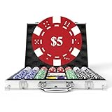 HEITOK Pokerchips-Set mit Wertangaben, 500 Stück, 11,5 Gramm, nummerierte Chips mit Aluminiumkoffer, von $1 bis $500 für Blackjack & Casinospiele