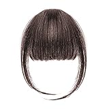 Clip in Bangs, Clip in Pony Haarteil Clips in Fransen Haarverlängerungen mit Schläfen Front Fringe Air Bangs für Frauen Extension das tägliche Tragen E9JLHFP-dark brown