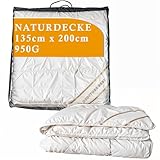 Alpaka Wolle Decke Steppbett Natur 135x200 100% 950g Füllung Naturdecke Steppdecke Wolldecke Bezug Baumwolle Batist Ganzjahresdecke Öko-Tex Zertifiziert Atmungsaktiv und Temperaturausgleichend