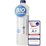 Nanoprotect Bioethanol 96,6% | 1 Liter | Flüssiger Ethanol Brennstoff für Indoor Kamin und Tischfeuer | Reiner Ethylalkohol als Lösungsmittel | Geprüfte Premium Qualität