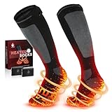 Beheizbare Socken, Beheizte Socken Damen Herren, die Lösung für kalte Zehen im Jahr 2024-5v 6000 mAh Wiederaufladbare Heizsocken für Skifahren, Outdoor, Camping, Wandern