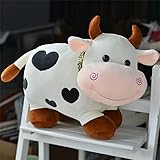 TROYSINC Plüschtier Kühe mit Schal, Weiche Kuscheltier ca. 28 cm groß, Süßer Cartoon Kissen, Kreative Geschenke für Erwachsene und Kinder (Weiß)