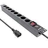 InLine® 19' Steckdosenleiste, 8-Fach Schutzkontakt, C14 Stecker, Überlastschutz