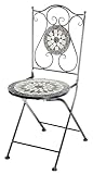 Kobolo Gartenstuhl Klappstuhl Mosaikstuhl Metallstuhl - Höhe 88 cm - grau- für Innen- und Außenbereich geeignet - platzsparrend einklappbar