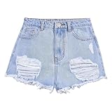 Kinder Jeans Kurze Hose Mädchen Sommer High Waist Denim Shorts Hotpants Atmungsaktiv Jeans-Shorts Kurz Jeanshose Weich Stretch Sommershorts