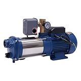 2.6 PS Gartenpumpe Jetpumpe Hauswasserwerk Kreiselpumpe,1800 Watt,Fördermenge 4000 L/H,Max. Durchflussrate 4m ³/H,Max. Geschwindigkeit 2850RPM