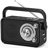 Tragbares Radio, FM/AM/SW Kofferradio, Strom und Batteriebetrieb mit MP3 Funktion, Batterieradio mit Bluetooth, Radio für Büro/Küche/Camping/Notfälle