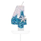 Yiran Geburtstagskerzen Zahlen, 3D Blue White Frozen mit Schneeflocke Geburtstagskerzen,Geburtstag Kerzen,Tortendeko Geburtstag,Kuchendeko Geburtstag,Geburtstagskerzen für Geburtstagsdeko (Nummer4)