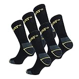 Caterpillar 6 Paar Socken für die Arbeit, halbe Wadenhöhe – Sicherheitsschuhe – verstärkte Fersenspitze – aus Frottee-Baumwolle, geeignet für Stahlkappenschuhe, Schwarz,