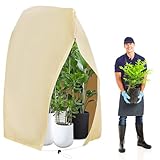 Pflanzenschutz Winter,120 *180CM Winterschutz für Pflanzen, Wiederverwendbarer Pflanzenkälteschutz mit Reißverschluss und Zugband, Wintervlies für Pflanzen Frostschutz, Reißfest und Atmungsaktiv