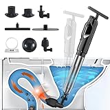 AIRCADIA Abflussreiniger Pumpe mit Luftkompression und Luftdruckanzeige, Pressluft Rohrreiniger mit 4 Saugnäpfen,Toilet Plunger für Reinigen Rohre Waschbecken Badezimmer Küchen (Schwarz)