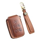 WUZUTU Premium Keyless Go Schutz Autoschlüsselbox Kompatibel mit Land Rover Range Rover Sport für Jaguar XE XJ XF XJL XFL Schlüsselhülle Leder Autoschlüssel Schutz Cover 5 Tasten-A Braun