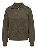 ONLY Damen Onlbaker L/S Zip KNT Pullover, Cocoa Brown/Detail:Melange, M EU
