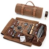 Barillio Barkeepertasche Reise Barkeeper Kit Tasche mit schwarzen Bar-Werkzeugen | Professionelles 17-teiliges Bar-Werkzeug-Set mit tragbarer, gewachster Canvas-Tasche inklusive Schultergurt für