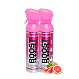 Boost Oxygen Sauerstofflasche für Unterwegs mit 95% Sauerstoff - 10L, 2x5L Sauerstoffdose mit Sauerstoffmaske für mehr als 200 Inhalationen - mobiler Sauerstoff Inhalator (Rosa Grapefruit Geschmack)