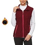 Soneven Damen Weste Fleece Outdoor Kurz Laufweste Fleeceweste Reitweste Softshell-Weste Ärmellose Jacke Leicht Elegant mit Reißverschluss für Laufen Wandern Winter