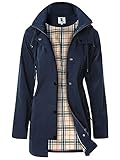 Summer Mae Damen Regenjacke Windbreaker Wasserdicht Kapuze bergangsjacke mit Atmungsaktiv Futter für Frühling Sommer, S, Navy