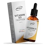 Vitamin D3 Tropfen hochdosiert - 1000 IE Vitamin D Depot je Tropfen 50ml (1850 Tropfen) - in MCT-Öl aus Kokos gelöst - Laborgeprüft. Ohne Zusätze. Hergestellt in DE