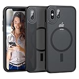 Nupcknn für iPhone X/XS Hülle Magnetisch mit Magsafe (TOP Militärschutz & Magnetkraft) Handyhülle für iPhone X/XS Case Durchscheinende Matt Rückseite Dünn Stoßfest Schutzhülle Schwarz